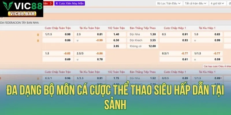 Đa dạng kèo cược hấp dẫn khi tham gia trải nghiệm cược tại Saba-Sports