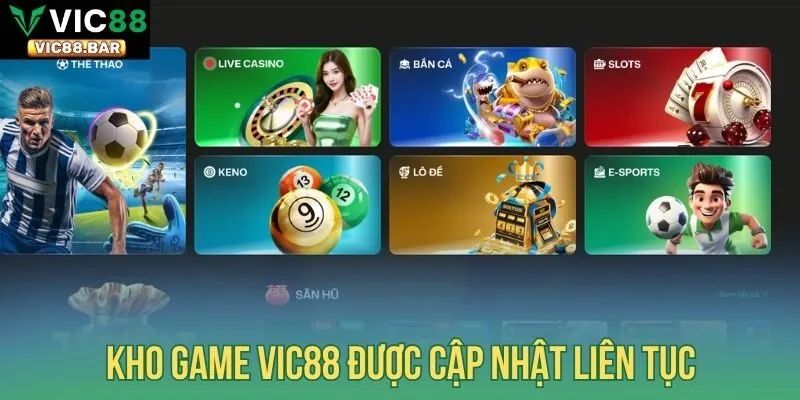 Kho game Vic88 được cập nhật liên tục