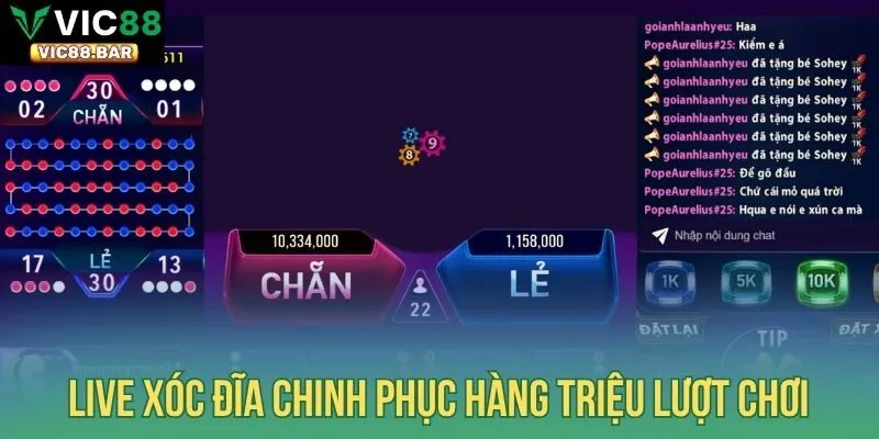 Live Xóc Đĩa chinh phục hàng triệu lượt chơi