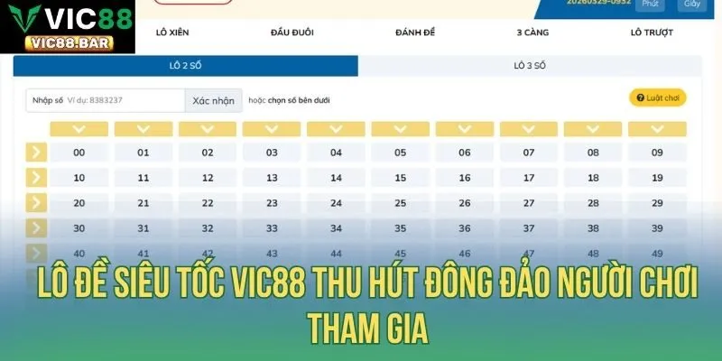 Lô đề siêu tốc Vic88 thu hút đông đảo người chơi tham gia