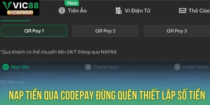 Nạp tiền qua codepay đừng quên thiết lập số tiền