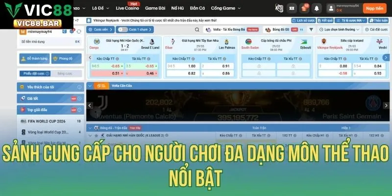 Sảnh cung cấp cho người chơi đa dạng môn thể thao nổi bật