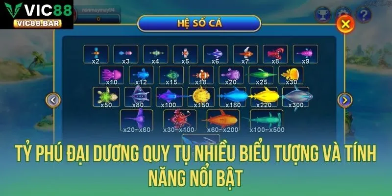 Tỷ Phú Đại Dương quy tụ nhiều biểu tượng và tính năng nổi bật