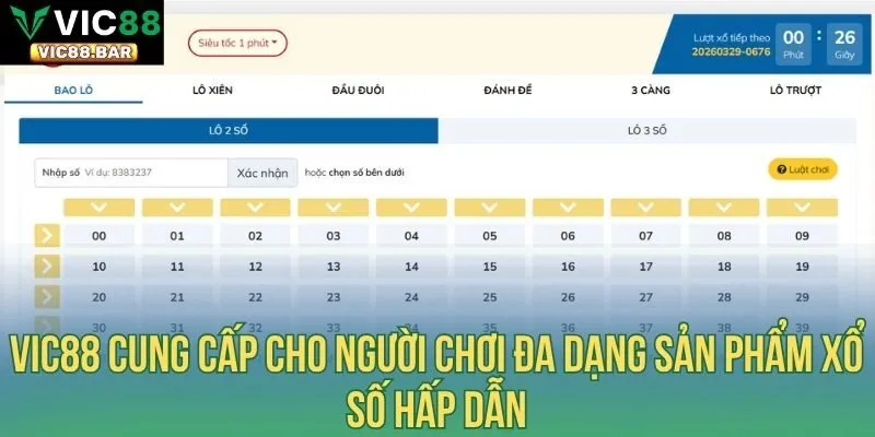 Vic88 cung cấp cho người chơi đa dạng sản phẩm xổ số hấp dẫn